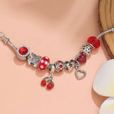 Darrahopens Fashion > Women's Fashion > Women's Jewellery Charm Bracelet with Butterfly & Crystal Heart, Zinc Alloy(red,16cm)