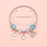 Darrahopens Fashion > Women's Fashion > Women's Jewellery Charm Bracelet with Heart, Four-Leaf Clover & Rhinestone Beads(blue)