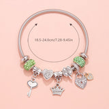 Darrahopens Fashion > Women's Fashion > Women's Jewellery Charm Bracelet with Heart, Four-Leaf Clover & Rhinestone Beads(green)