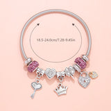 Darrahopens Fashion > Women's Fashion > Women's Jewellery Charm Bracelet with Heart, Four-Leaf Clover & Rhinestone Beads(purple)
