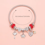Darrahopens Fashion > Women's Fashion > Women's Jewellery Charm Bracelet with Heart, Four-Leaf Clover & Rhinestone Beads(red)