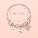 Darrahopens Fashion > Women's Fashion > Women's Jewellery Charm Bracelet with Heart, Four-Leaf Clover & Rhinestone Beads(silver)