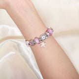 Darrahopens Fashion > Women's Fashion > Women's Jewellery Chic Camellia Bead Charm DIY Bracelet with Crystal(pink flower-16cm)