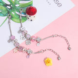 Darrahopens Fashion > Women's Fashion > Women's Jewellery Chic Camellia Bead Charm DIY Bracelet with Crystal(white flower-16cm)