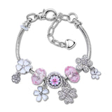 Darrahopens Fashion > Women's Fashion > Women's Jewellery Chic Camellia Bead Charm DIY Bracelet with Crystal(white flower-18cm)