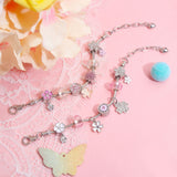 Darrahopens Fashion > Women's Fashion > Women's Jewellery Chic Camellia Bead Charm DIY Bracelet with Crystal(white flower-19cm)
