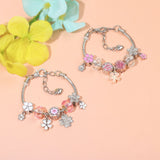 Darrahopens Fashion > Women's Fashion > Women's Jewellery Chic Camellia Bead Charm DIY Bracelet with Crystal(white flower-19cm)