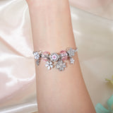 Darrahopens Fashion > Women's Fashion > Women's Jewellery Chic Camellia Bead Charm DIY Bracelet with Crystal(white flower-21cm)