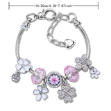 Darrahopens Fashion > Women's Fashion > Women's Jewellery Chic Camellia Bead Charm DIY Bracelet with Crystal(white flower-21cm)
