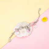 Darrahopens Fashion > Women's Fashion > Women's Jewellery Chic Pink Crystal Beaded Bracelet with Magnolia & Star Pendant(18cm)
