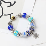 Darrahopens Fashion > Women's Fashion > Women's Jewellery Christmas Snowman & Pine Tree Bead Bracelet with Snowflake Pendant Bracelet(19cm)
