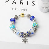 Darrahopens Fashion > Women's Fashion > Women's Jewellery Christmas Snowman & Pine Tree Bead Bracelet with Snowflake Pendant Bracelet(20cm)