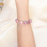 Darrahopens Fashion > Women's Fashion > Women's Jewellery Classic Rhinestone-Inlaid Glass Bead Dreamcatcher Bracelet(pink-16cm)