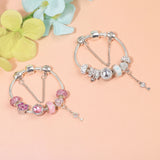 Darrahopens Fashion > Women's Fashion > Women's Jewellery Classic Rhinestone-Inlaid Glass Bead Dreamcatcher Bracelet(pink-19cm)