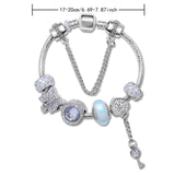 Darrahopens Fashion > Women's Fashion > Women's Jewellery Classic Rhinestone-Inlaid Glass Bead Dreamcatcher Bracelet(silver-18cm)