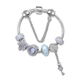 Darrahopens Fashion > Women's Fashion > Women's Jewellery Classic Rhinestone-Inlaid Glass Bead Dreamcatcher Bracelet(silver-19cm)