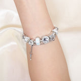 Darrahopens Fashion > Women's Fashion > Women's Jewellery Classic Rhinestone-Inlaid Glass Bead Dreamcatcher Bracelet(silver-20cm)