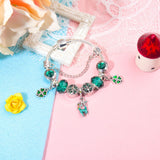 Darrahopens Fashion > Women's Fashion > Women's Jewellery Colorful Cat Eye Glass Bead Clover Pendant Bracelet(17cm)