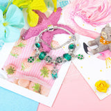 Darrahopens Fashion > Women's Fashion > Women's Jewellery Colorful Cat Eye Glass Bead Clover Pendant Bracelet(17cm)