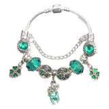 Darrahopens Fashion > Women's Fashion > Women's Jewellery Colorful Cat Eye Glass Bead Clover Pendant Bracelet(17cm)