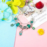 Darrahopens Fashion > Women's Fashion > Women's Jewellery Colorful Cat Eye Glass Bead Clover Pendant Bracelet(18cm)