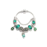 Darrahopens Fashion > Women's Fashion > Women's Jewellery Colorful Cat Eye Glass Bead Clover Pendant Bracelet(20cm)