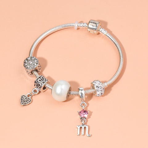 Darrahopens Fashion > Women's Fashion > Women's Jewellery Constellation Heart Crystal Charm Bracelet(silver-toned,17cm)