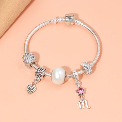 Darrahopens Fashion > Women's Fashion > Women's Jewellery Constellation Heart Crystal Charm Bracelet(silver-toned,18cm)