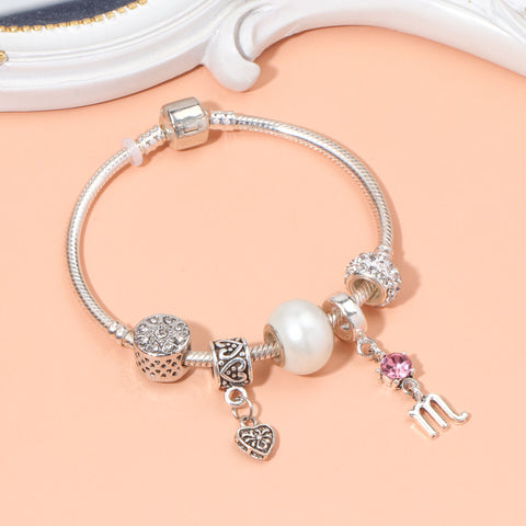 Darrahopens Fashion > Women's Fashion > Women's Jewellery Constellation Heart Crystal Charm Bracelet(silver-toned,19cm)