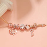 Darrahopens Fashion > Women's Fashion > Women's Jewellery Crystal-studded Hollow Heart Key Tree of Life Bracelet(rose gold,17cm)