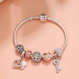 Darrahopens Fashion > Women's Fashion > Women's Jewellery Crystal-studded Hollow Heart Key Tree of Life Bracelet(silver,17cm)