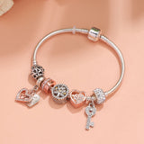 Darrahopens Fashion > Women's Fashion > Women's Jewellery Crystal-studded Hollow Heart Key Tree of Life Bracelet(silver,19cm)