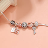 Darrahopens Fashion > Women's Fashion > Women's Jewellery Crystal-studded Hollow Heart Key Tree of Life Bracelet(silver,19cm)