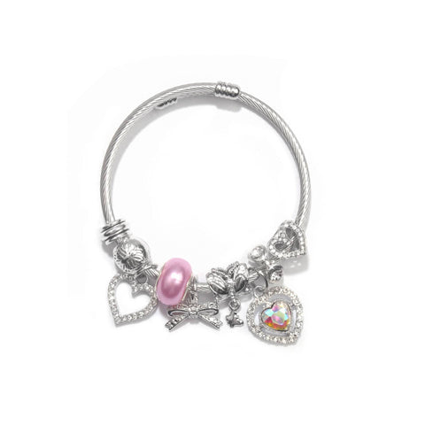 Darrahopens Fashion > Women's Fashion > Women's Jewellery Cute Heart-shaped Beaded Bracelet with Rhinestones(18cm)