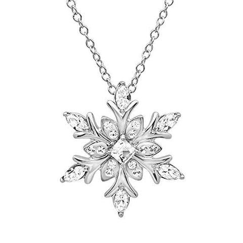 Darrahopens Fashion > Women's Fashion > Women's Jewellery Diamond Snowflake Pendant Necklace in Silver on a Sterling Silver Chain