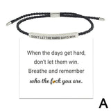Darrahopens Fashion > Women's Fashion > Women's Jewellery Don't Let the Tough Days Win Bracelet, Inspirational Black Bracelet for Women and Men Onesize
