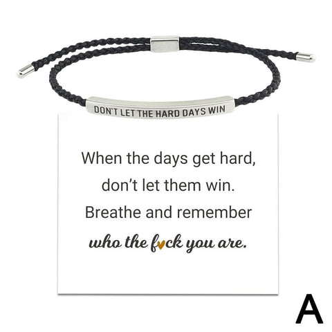 Darrahopens Fashion > Women's Fashion > Women's Jewellery Don't Let the Tough Days Win Bracelet, Inspirational Black Bracelet for Women and Men Onesize