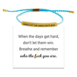 Darrahopens Fashion > Women's Fashion > Women's Jewellery Don't Let the Tough Days Win Bracelet, Inspirational Black Bracelet for Women and Men Onesize