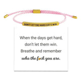 Darrahopens Fashion > Women's Fashion > Women's Jewellery Don't Let the Tough Days Win Bracelet, Inspirational Black Bracelet for Women and Men Onesize