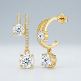Darrahopens Fashion > Women's Fashion > Women's Jewellery Elegant C-Shaped Drop Earrings with Round Moissanite and Micro-Pave Setting, Crafted in 925 Silver with 18K Gold Plating for Daily Chic and Special Occasions (Moissanite, Premium S925) In Australia - Darrahopens