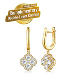Darrahopens Fashion > Women's Fashion > Women's Jewellery Elegant Four-Leaf Clover Moissanite Drop Earrings in Gold-Toned S925 Silver, Featuring 66 VVS1 Clarity Stones with Eight Hearts and Arrows Cut for Everyday Wear, Office Chic, and Light Social Occasions (Moissanite, Premium S925) In Australia - Darrahopens