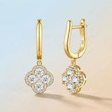 Darrahopens Fashion > Women's Fashion > Women's Jewellery Elegant Four-Leaf Clover Moissanite Drop Earrings in Gold-Toned S925 Silver, Featuring 66 VVS1 Clarity Stones with Eight Hearts and Arrows Cut for Everyday Wear, Office Chic, and Light Social Occasions (Moissanite, Premium S925) In Australia - Darrahopens