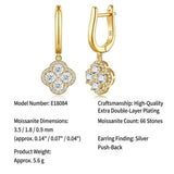 Darrahopens Fashion > Women's Fashion > Women's Jewellery Elegant Four-Leaf Clover Moissanite Drop Earrings in Gold-Toned S925 Silver, Featuring 66 VVS1 Clarity Stones with Eight Hearts and Arrows Cut for Everyday Wear, Office Chic, and Light Social Occasions (Moissanite, Premium S925) In Australia - Darrahopens