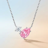 Darrahopens Fashion > Women's Fashion > Women's Jewellery Elegant Pear-Shaped Pink Moissanite Choker Necklace with Round Clear Stone, Hypoallergenic Silver-Tone Finish, Adjustable Length for Daily Wear and Gifting, Includes GRA Certificate (Moissanite, Premium S925) In Australia - Darrahopens