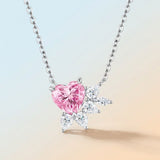 Darrahopens Fashion > Women's Fashion > Women's Jewellery Elegant Pink Heart Moissanite Necklace in Sterling Silver with Sparkling Teardrop Accents, Hypoallergenic and Fade-Resistant for Everyday Luxury Wear, Adjustable Chain, Ideal Gift for Women and Girls (Moissanite, Premium S925) In Australia - Darrahopens