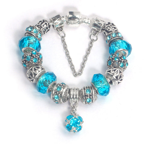 Darrahopens Fashion > Women's Fashion > Women's Jewellery Ethnic Crystal Bead DIY Bracelet blue Alloy Electroplated Big Bead Bracelet(20cm)