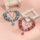 Darrahopens Fashion > Women's Fashion > Women's Jewellery Ethnic Crystal Bead DIY Bracelet Red Alloy Electroplated Big Bead Bracelet(19cm)