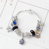 Darrahopens Fashion > Women's Fashion > Women's Jewellery Fashion Charm Bracelet with Snowflake, Crystal, Rhinestone Beads & Hollow Star Zircon Pendant(18cm)