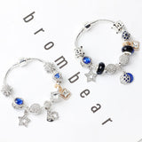 Darrahopens Fashion > Women's Fashion > Women's Jewellery Fashion Charm Bracelet with Snowflake, Crystal, Rhinestone Beads & Hollow Star Zircon Pendant(18cm)