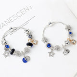 Darrahopens Fashion > Women's Fashion > Women's Jewellery Fashion Charm Bracelet with Snowflake, Crystal, Rhinestone Beads & Hollow Star Zircon Pendant(19cm)